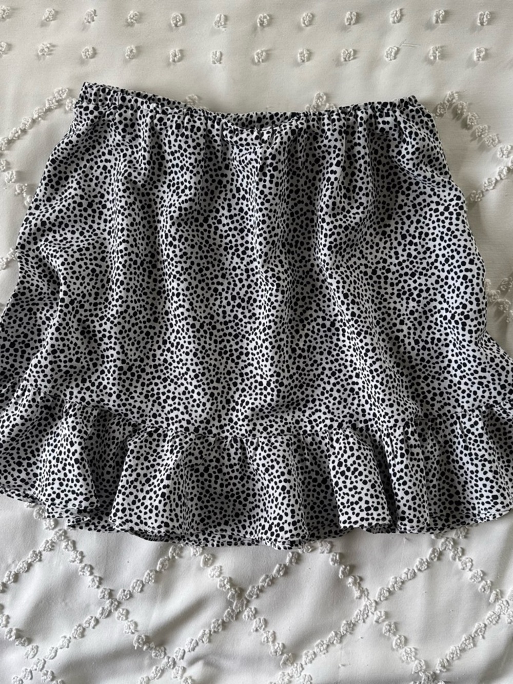 Princess Polly Black & White Dotted Ruffle Mini Skirt Size 4